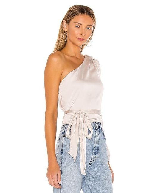 MORE TO COME White Scottie One Shoulder Top