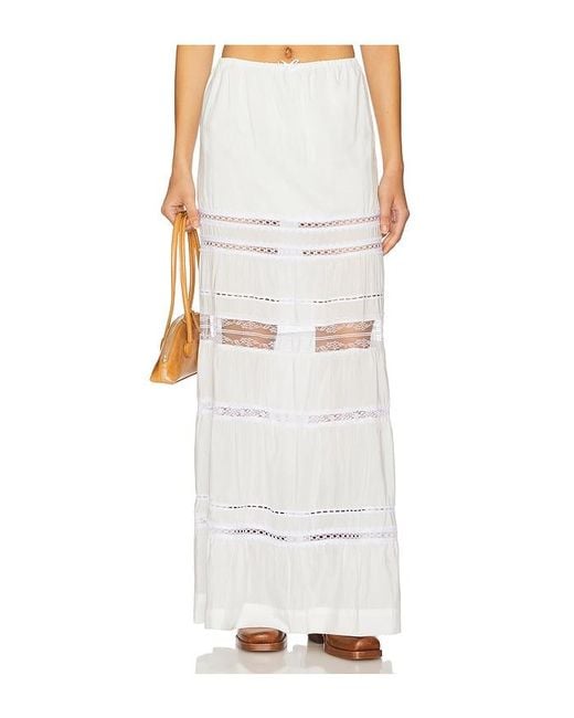 SWF White Tiered Lace Maxi Skirt