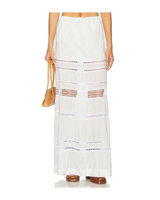 SWF White Tiered Lace Maxi Skirt