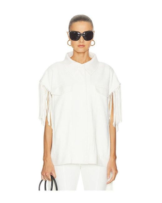 Norma Kamali White Sleeveless Oversized Jean Jacket