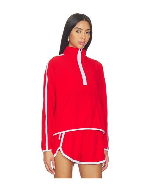 Beyond Yoga Red The Course Contrast Half Zip Pullover