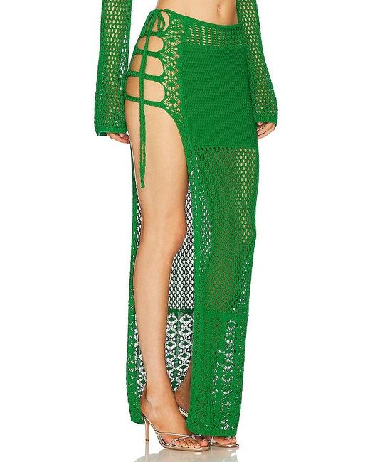 Nbd Green Verona Crotchet Maxi Skirt