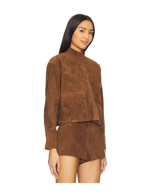 ZUT Brown X Revolve Cropped Hair-On Cowhide Leather Jacket