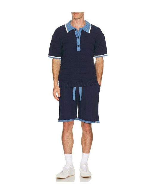 Scotch & Soda Blue Structured Knitted Shorts for men