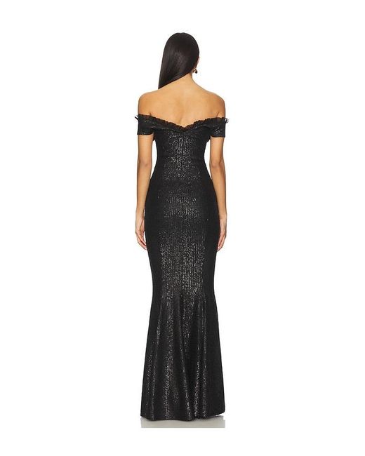 Norma Kamali Black Double Drop Shoulder Grace Fishtail Gown