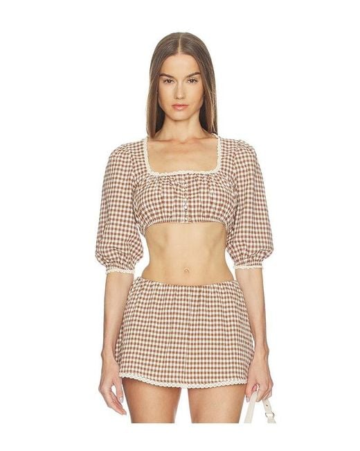 LOBA Natural Ann Gingham Top