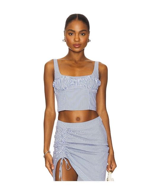 Fleur du Mal Blue Bustier-Oberteil Aus Popeline