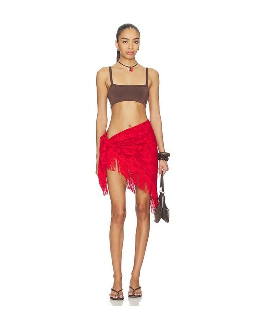 SNDY'S Red Lace Wrap Skirt