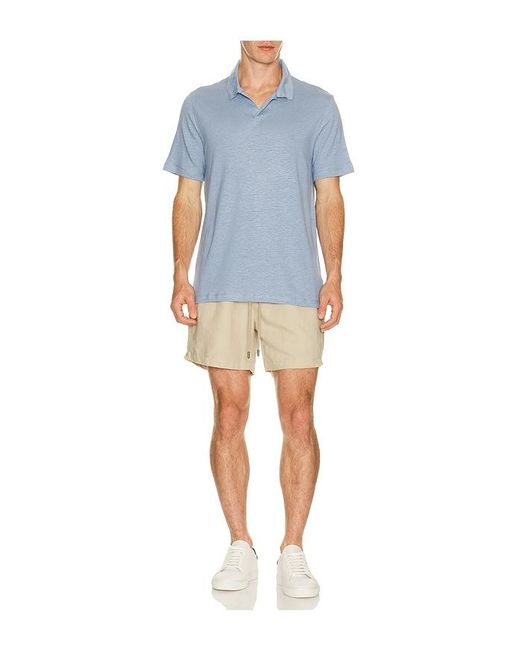 Onia Blue Shaun Stretch Linen Polo for men