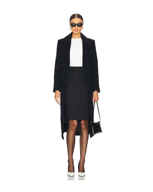 L'Agence Black Olina Long Coat With Belt