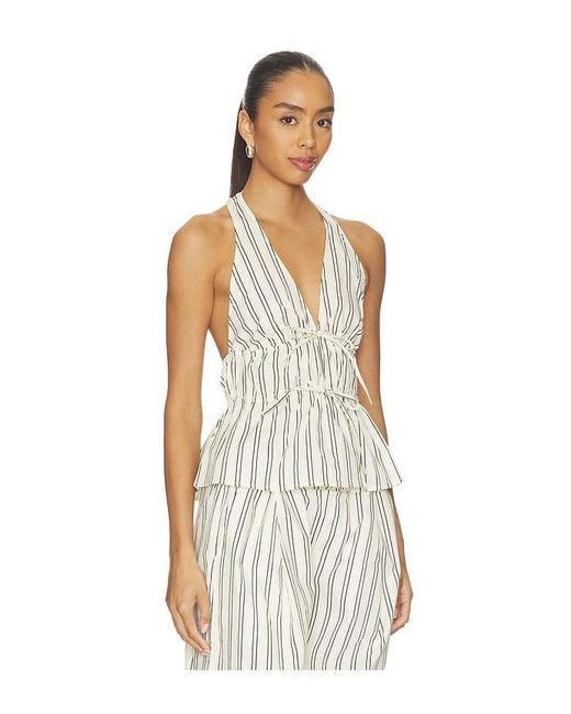 WeWoreWhat White Halter Peplum Top