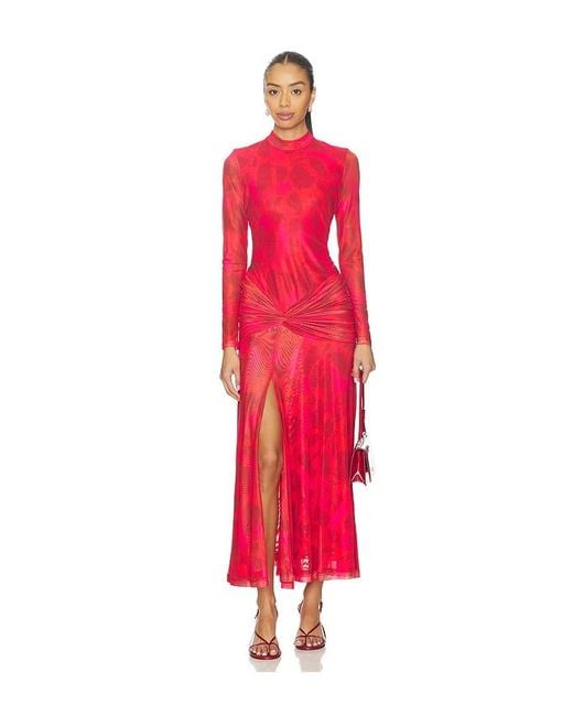Bardot Red Lea Floral Mesh Dress