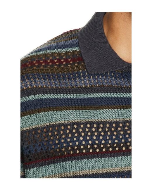 Thisisneverthat Black Striped Knit Polo for men