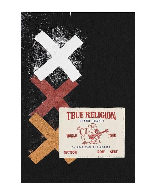 True Religion Black Short Sleeve Graffiti Boxy Tee for men