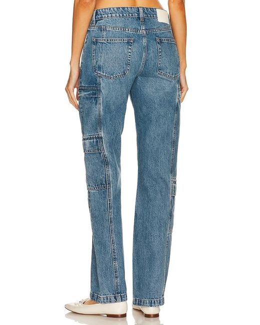 GRLFRND Blue Naomi Low Rise Slim Cargo Jeans
