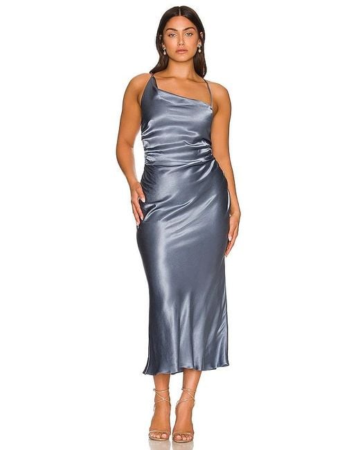 la lune asymmetrical dress Shona Joy - La Lune Asymmetrical Gathered Maxi Dress - Powder Blue
