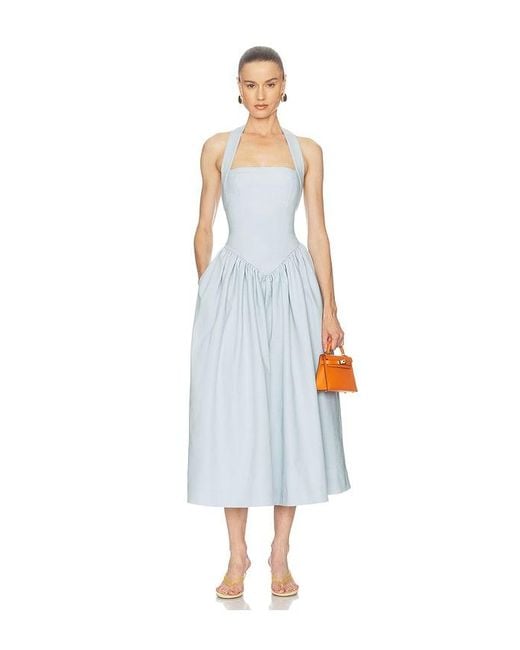 Helsa White Faille Halter Midi Dress