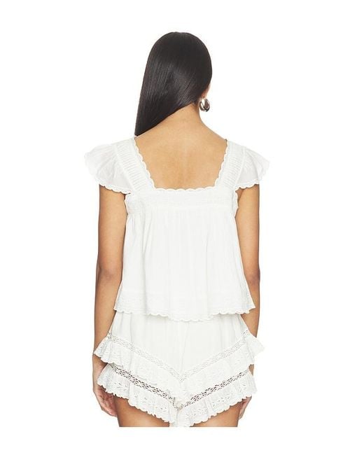 Sea White Eliza Solid Flutter Sleeveles Top