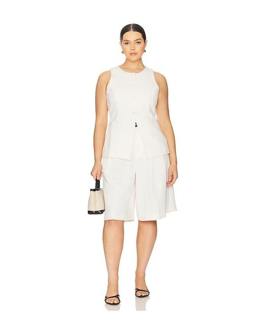 GOOD AMERICAN White Luxe Suiting Sculpted Vest