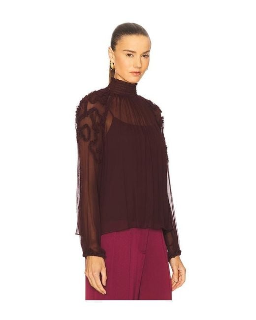 Ulla Johnson Red Magdalena Long Sleeve Blouse