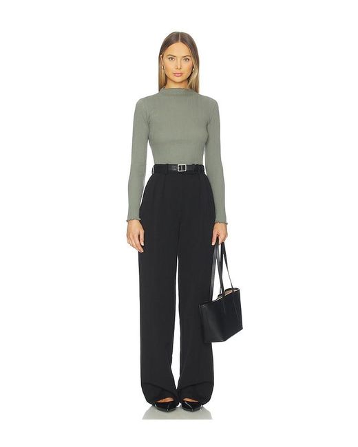 Nation Los Angeles Green Brenna Mock Neck Top