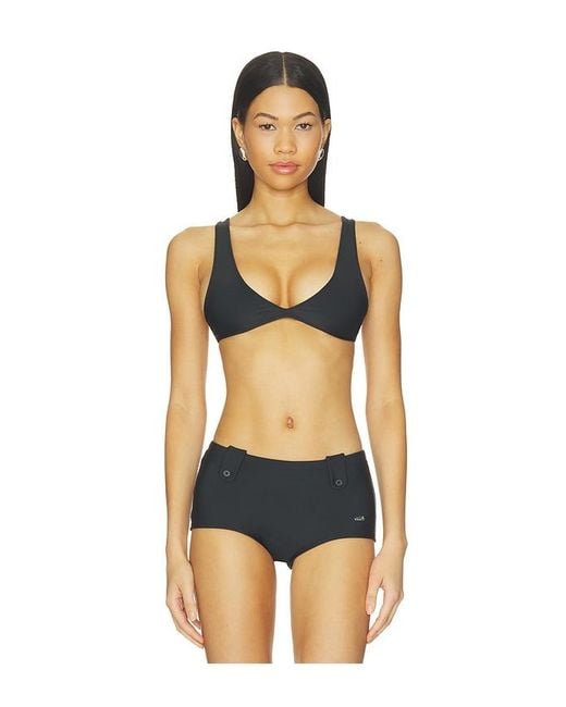 Oddli Black Button Bikini Top