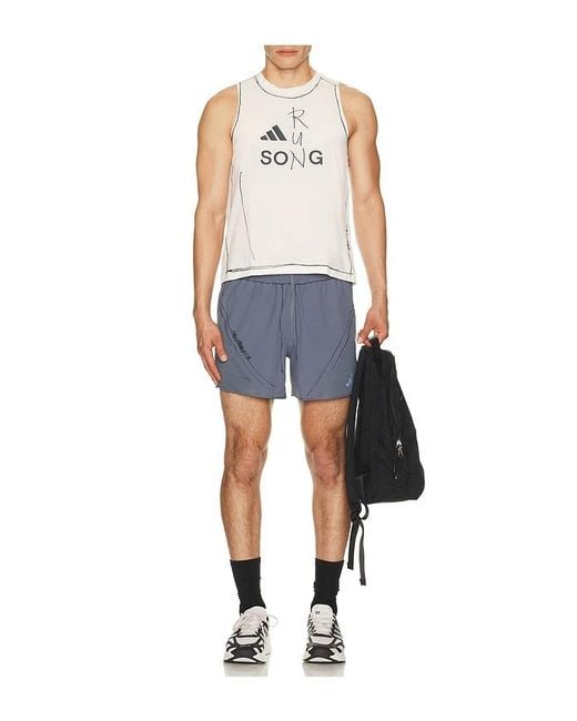 adidas by Song for the Mute Blue Running Shorts for men