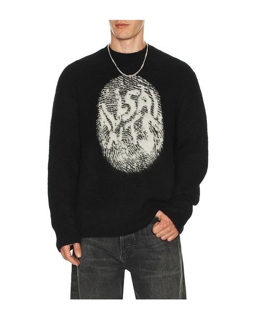 AllSaints Black Ridges Crew Neck Sweater for men