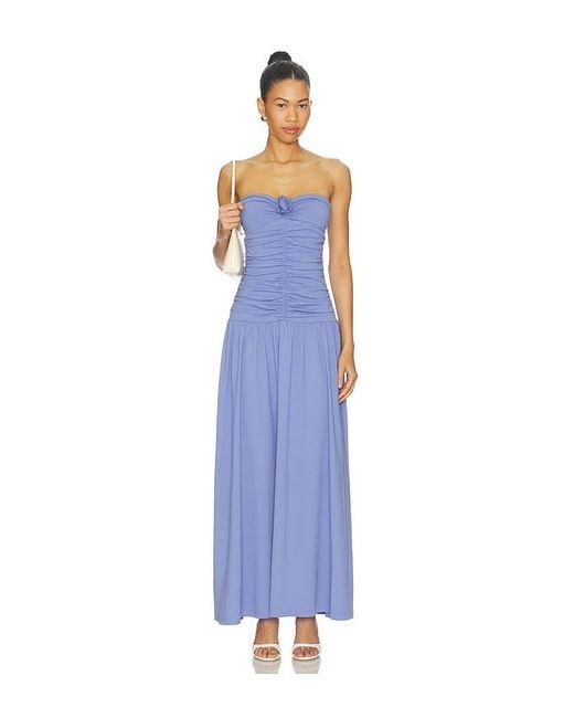 Susana Monaco Blue Center Gathered Flower Tube Dress