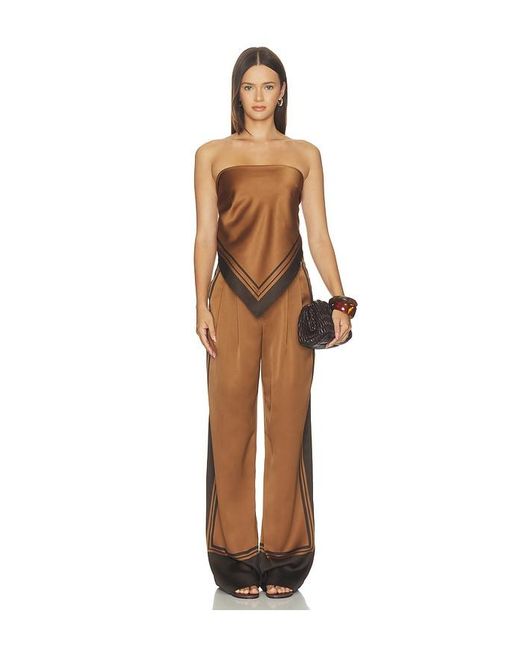 SER.O.YA Brown Hark Satin Top