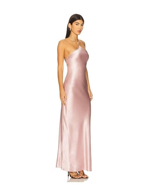 Line & Dot White Alisa Satin Maxi Dress