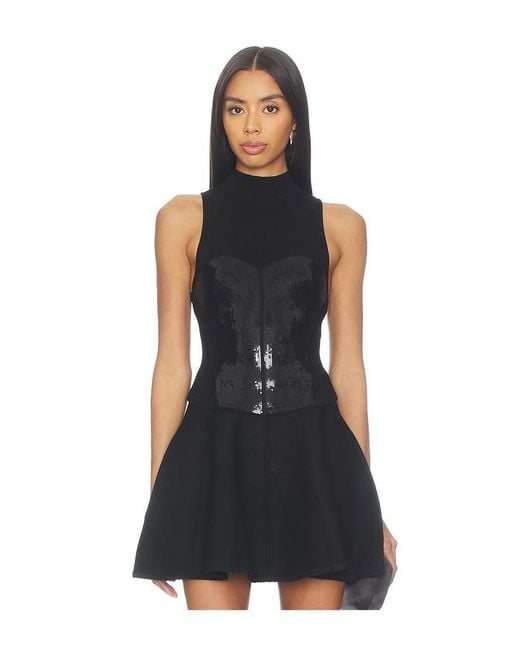 Fleur du Mal Black Layered Corset Top