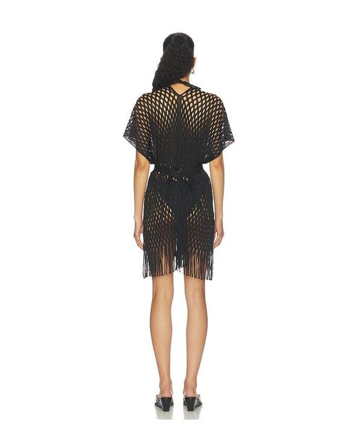 Luli Fama Black Caught Up Short Caftan
