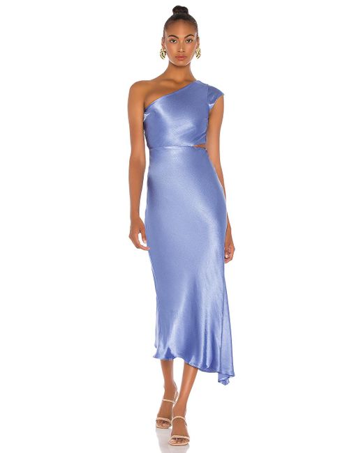 Bec & Bridge Blue Delphine Asymmetrical Midi Dress