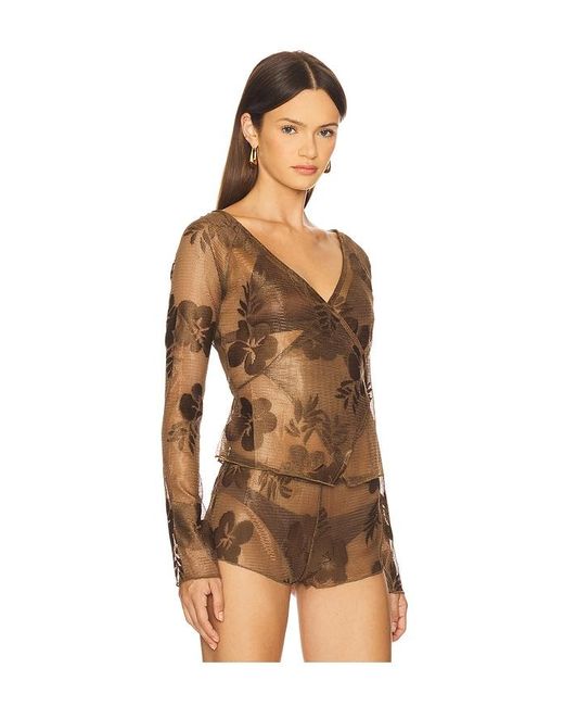 Jaded London Celina Wrap Top Brown