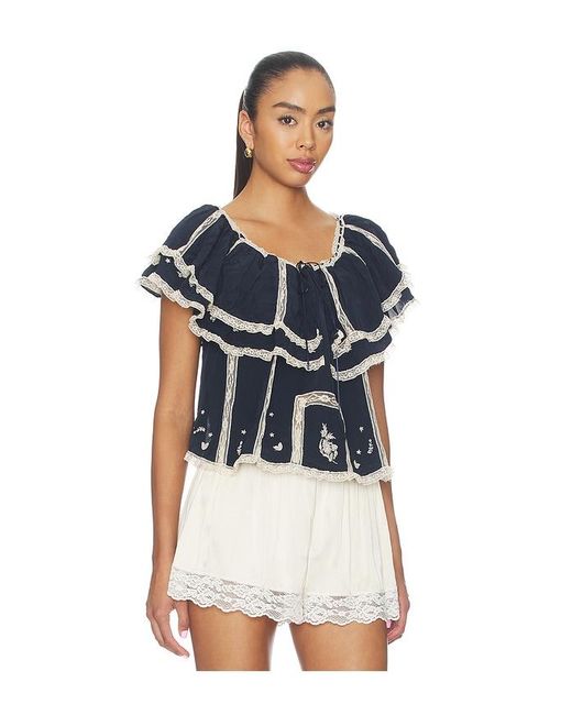 Rixo Blue Mirabella Top