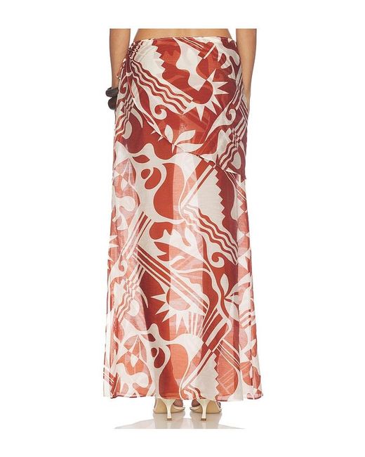 L'academie Red Caila Maxi Skirt