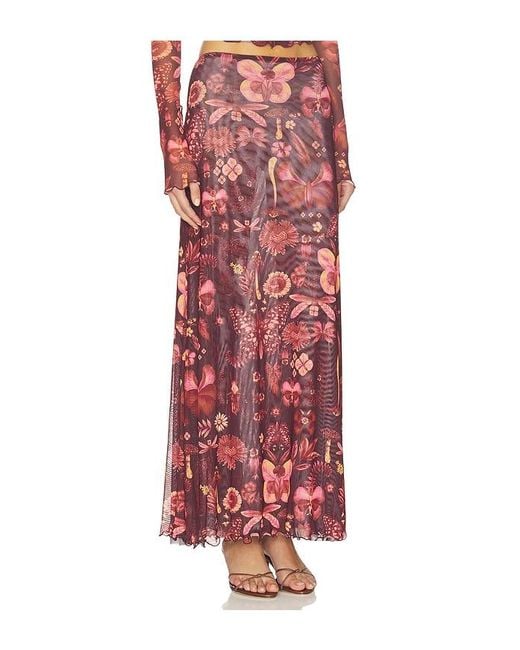 Agua Bendita Red Brace Skirt