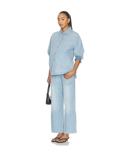 DL1961 Blue X Bumpsuit Hepburn Wide Leg High Rise Maternity Jeans