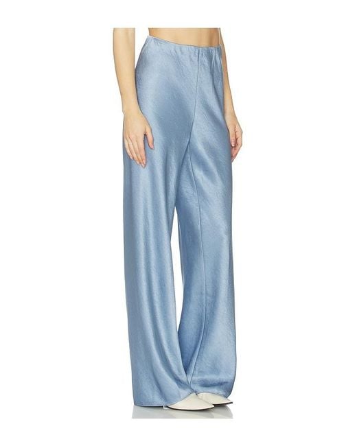 Vince Blue High Waist Fluid Satin Bias Pant