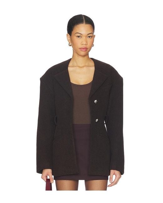 Ganni Black Peacot Wool Fitted Jacket