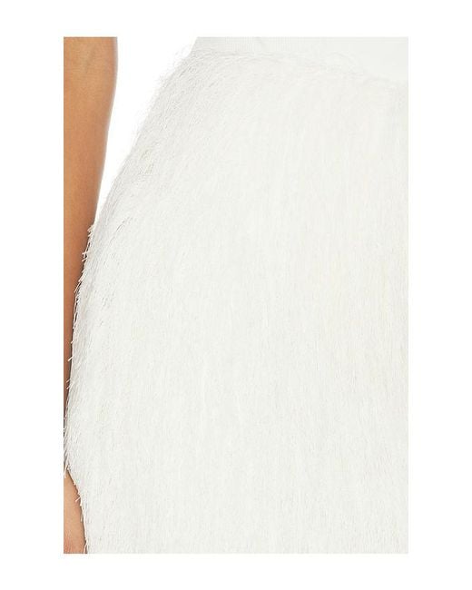 AEXAE White Polyester Fringe Mini Skirt