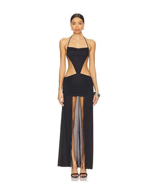 Indah Black Taiyu Halter Maxi Dress