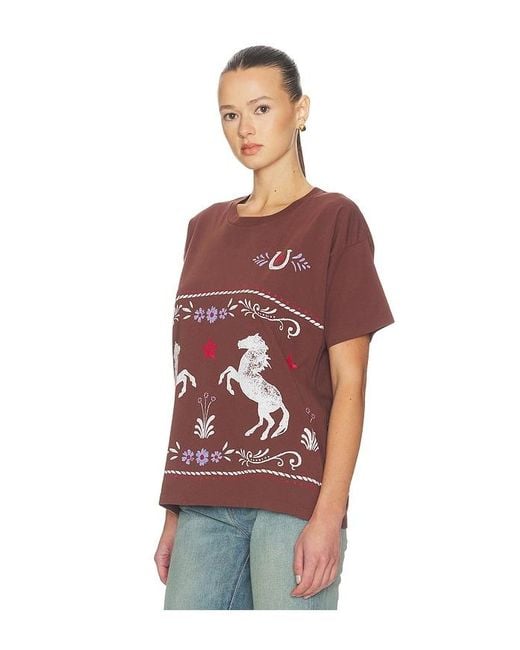 Daydreamer Red Floral Horse Patter Merch Tee