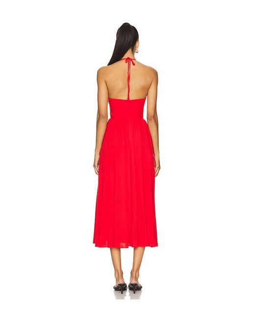 MAJORELLE Red Summer Midi Dress