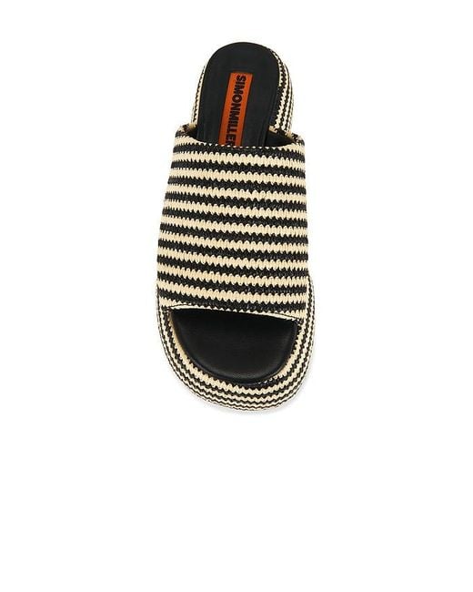 Simon Miller White Stripe Raffia Cloudy Platform Sandal
