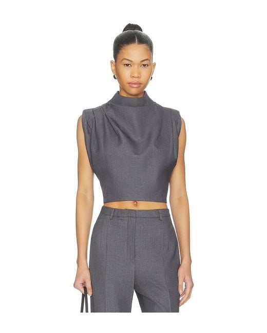 AEXAE Blue Twill Clouched Crop Top