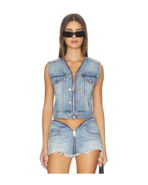 Alexander Wang Blue Dipped V Trucker Vest