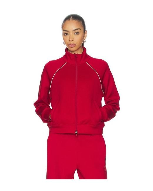 Beyond Yoga Red Piped Zip Front Jacket