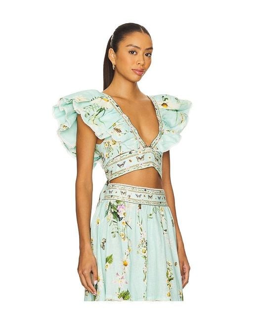 Camilla Green Ruffle Wrap Top